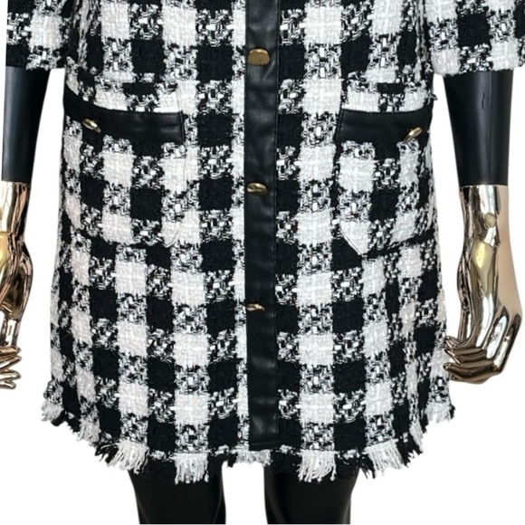 Zara TRF Black White Tweed Check Mini Dress NWT Size Small - Picture 6 of 13